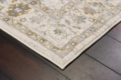 Azure Traditional Ivory/Grey/Blue Floral Medium Pile Rug