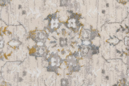 Azure Traditional Ivory/Grey/Blue Floral Medium Pile Rug