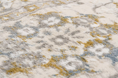 Azure Traditional Ivory/Grey/Blue Floral Medium Pile Rug
