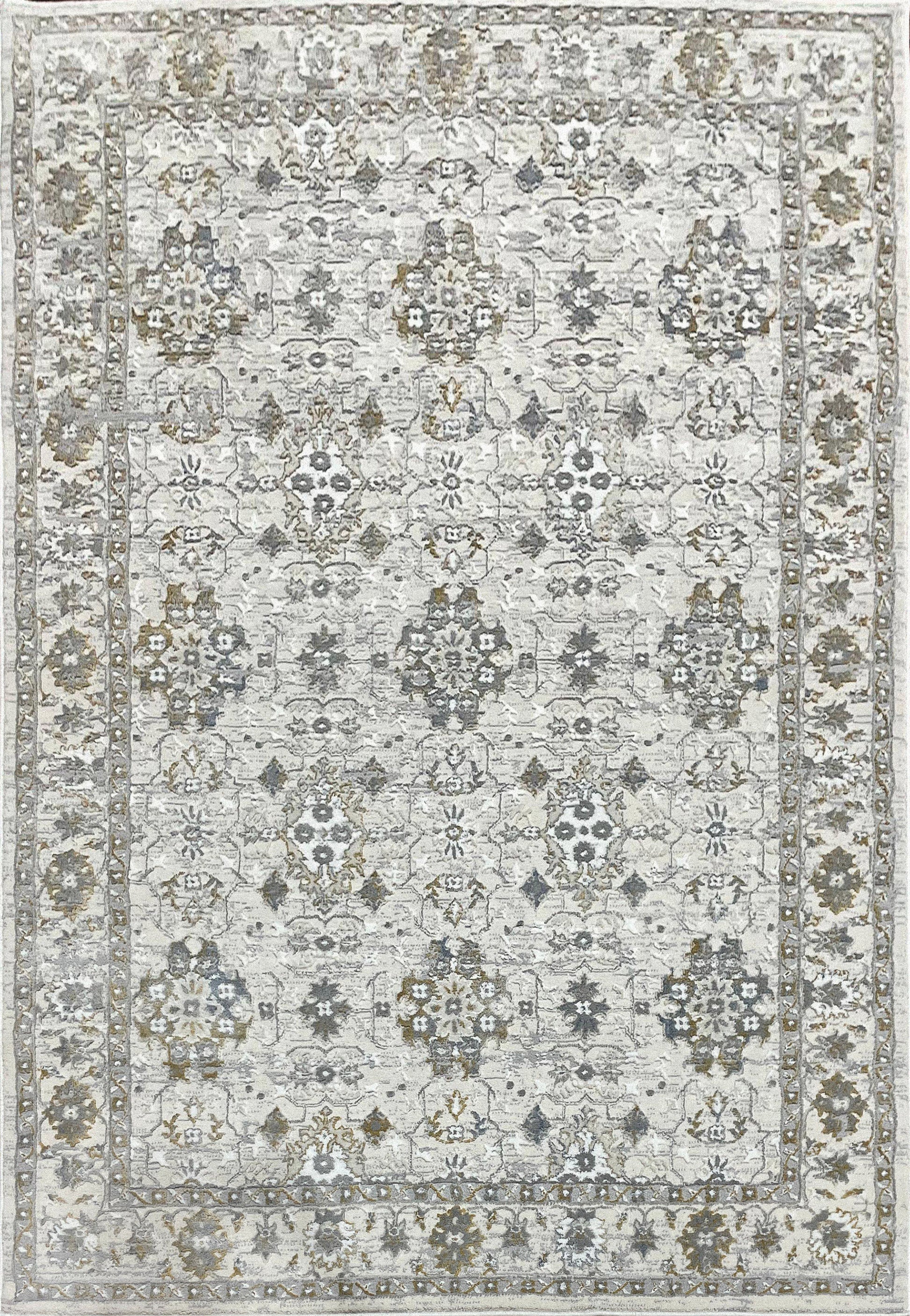 Azure Traditional Ivory/Grey/Blue Floral Medium Pile Rug