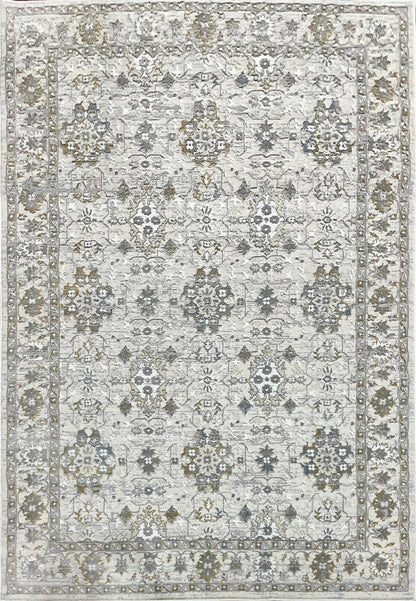 Azure Traditional Ivory/Grey/Blue Floral Medium Pile Rug