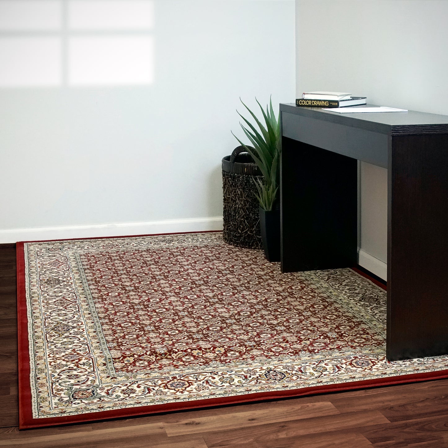 Ancient Garden Traditional Red/Ivory Classic Medium Pile Rug