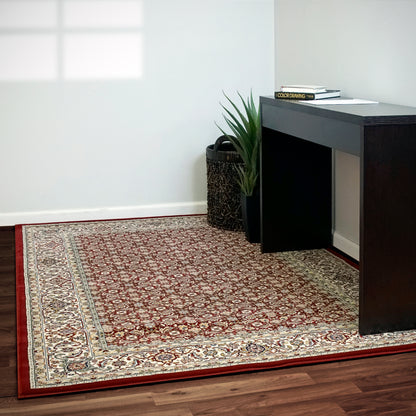Ancient Garden Traditional Red/Ivory Classic Medium Pile Rug