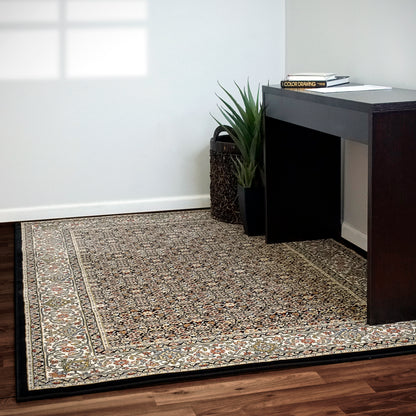 Ancient Garden Traditional Black/Ivory Classic Medium Pile Rug