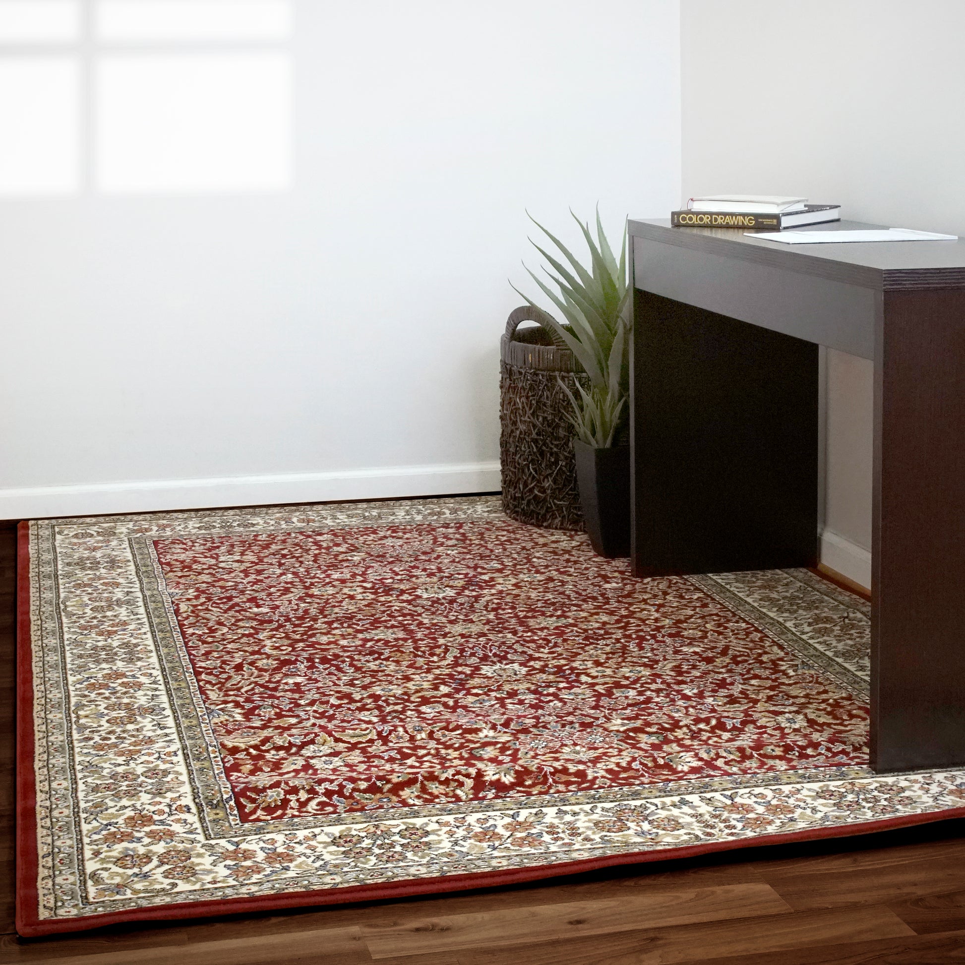 Ancient Garden Traditional Red/Ivory Classic Medium Pile Rug