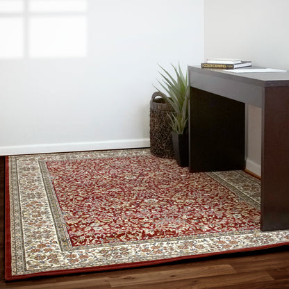 Ancient Garden Traditional Red/Ivory Classic Medium Pile Rug