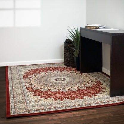 Ancient Garden Traditional Red Classic Medium Pile Rug