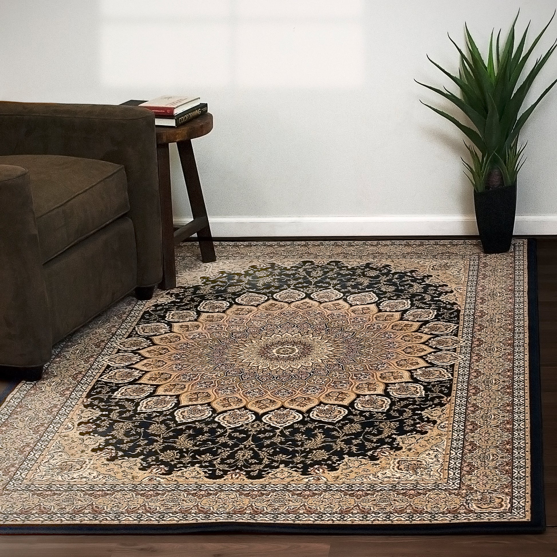Ancient Garden Traditional Navy Classic Medium Pile Rug