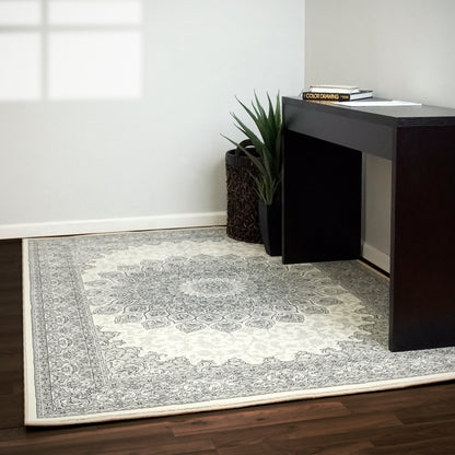 Ancient Garden Traditional Cream/Grey Classic Medium Pile Rug