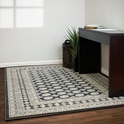 Ancient Garden Traditional Charcoal/Silver Classic Medium Pile Rug