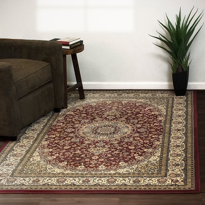 Ancient Garden Traditional Red/Ivory Classic Medium Pile Rug