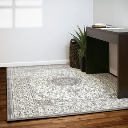 Ancient Garden Traditional Cream/Grey Classic Medium Pile Rug