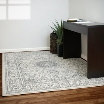 Ancient Garden Traditional Soft Grey/Cream Classic Medium Pile Rug