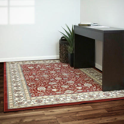Ancient Garden Traditional Red/Ivory Classic Medium Pile Rug
