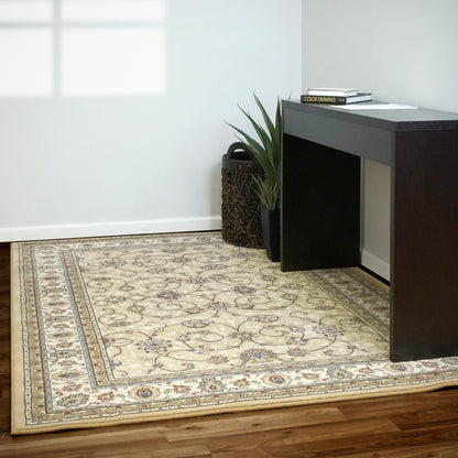Ancient Garden Traditional Light Gold/Ivory Classic Medium Pile Rug