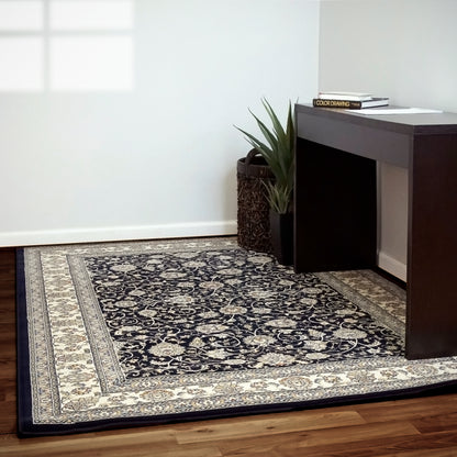 Ancient Garden Traditional Blue/Ivory Classic Medium Pile Rug