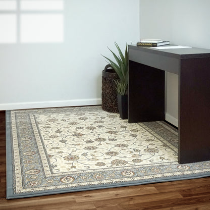 Ancient Garden Traditional Ivory/Light Blue Classic Medium Pile Rug