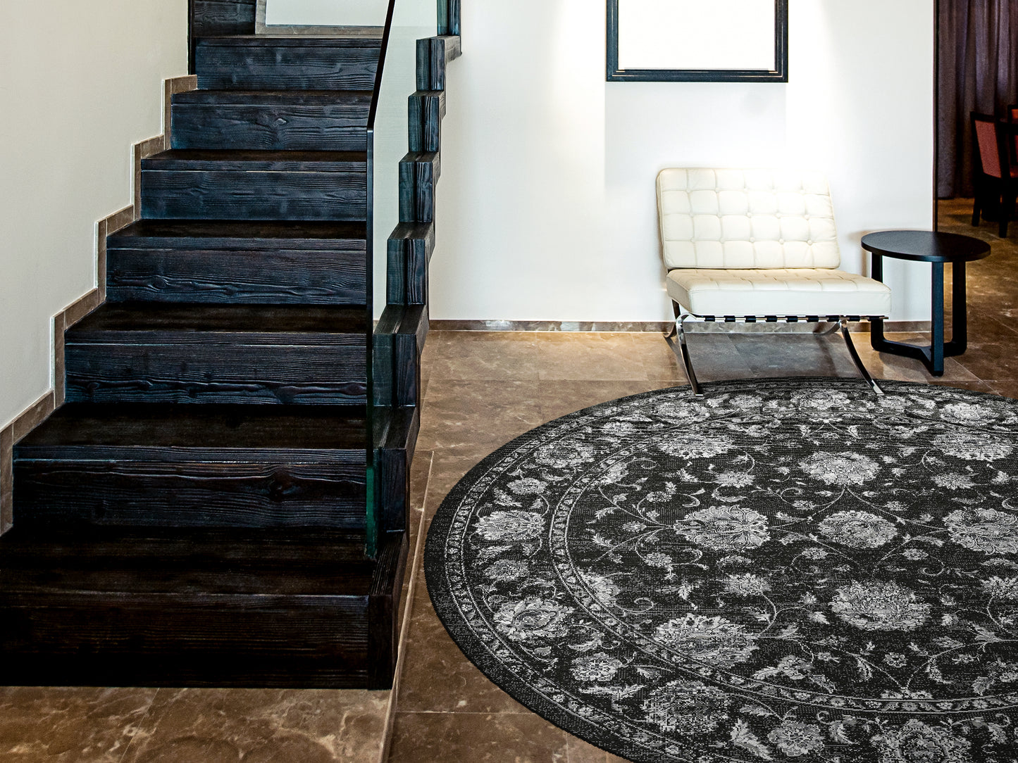 Ancient Garden Traditional Charcoal/Silver Classic Medium Pile Rug