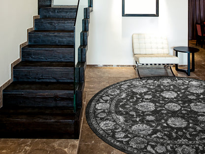 Ancient Garden Traditional Charcoal/Silver Classic Medium Pile Rug