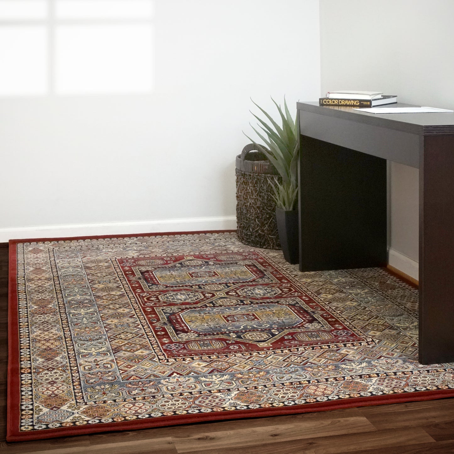 Ancient Garden Traditional Red Classic Medium Pile Rug