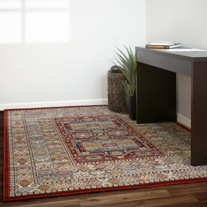 Ancient Garden Traditional Red Classic Medium Pile Rug