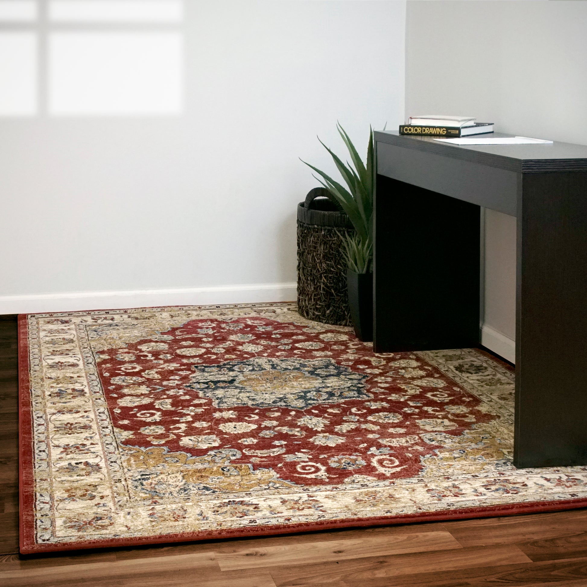 Ancient Garden Traditional Red/Ivory Classic Medium Pile Rug