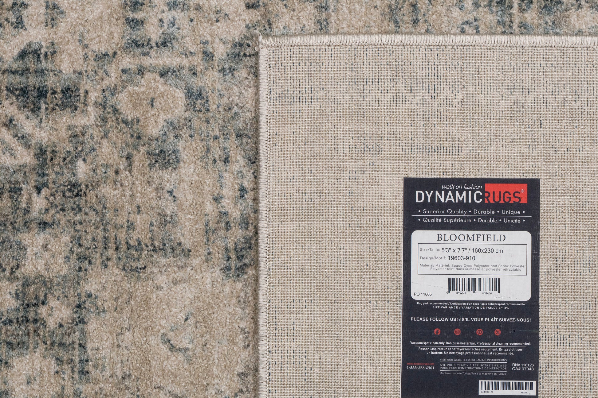 Bloomfield Transitional Grey/Cream Oriental Medium Pile Rug
