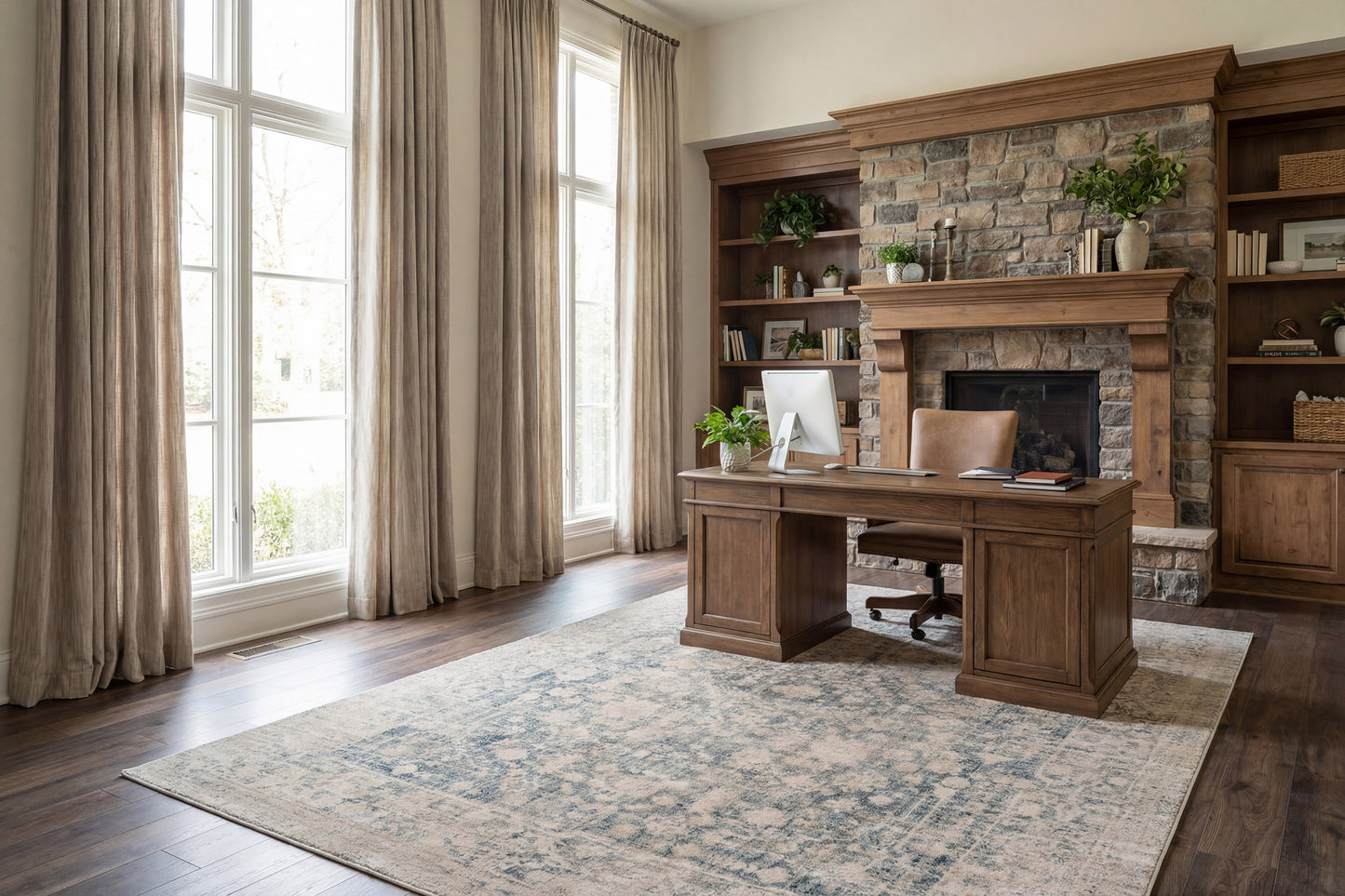 Bloomfield Transitional Grey/Cream Oriental Medium Pile Rug