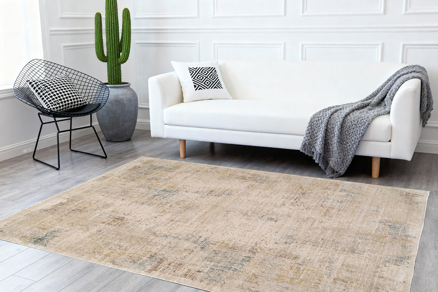 Bloomfield Modern Grey/Beige Abstract Medium Pile Rug