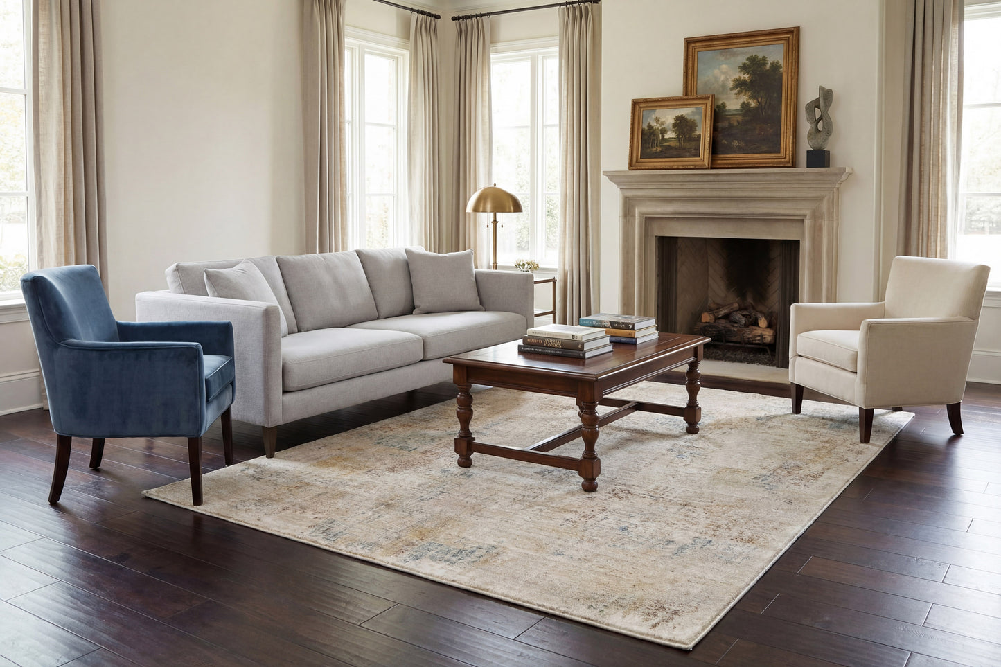 Bloomfield Modern Grey/Beige Abstract Medium Pile Rug