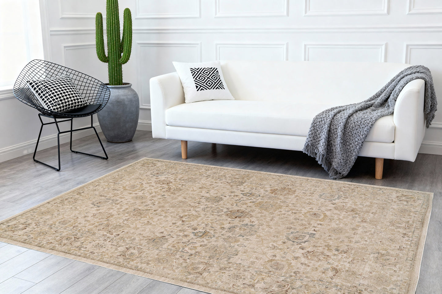 Bloomfield Traditional Beige/Grey/Cream Oriental Medium Pile Rug