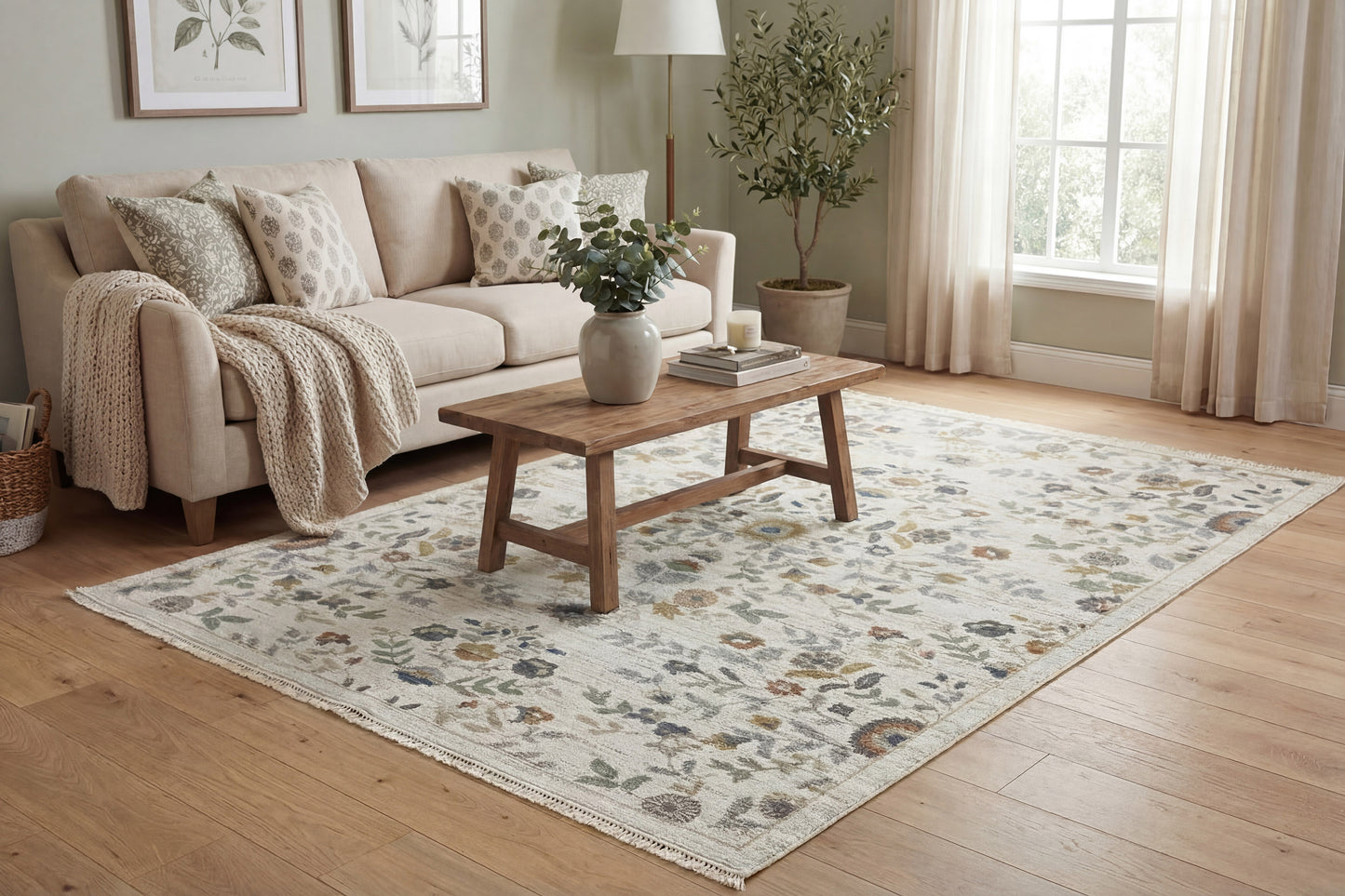 Botanica Contemporary Ivory/Multi Floral Medium Pile Rug