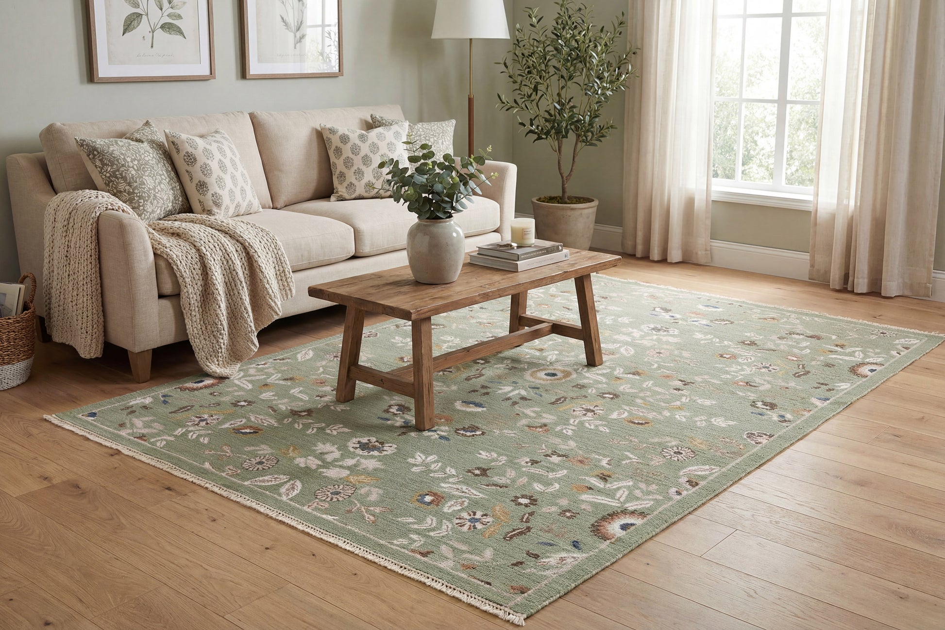 Botanica Contemporary Olive/Multi Floral Medium Pile Rug
