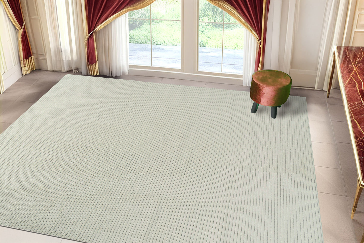 Boutique Modern Ivory/Grey Striped Medium Pile Rug