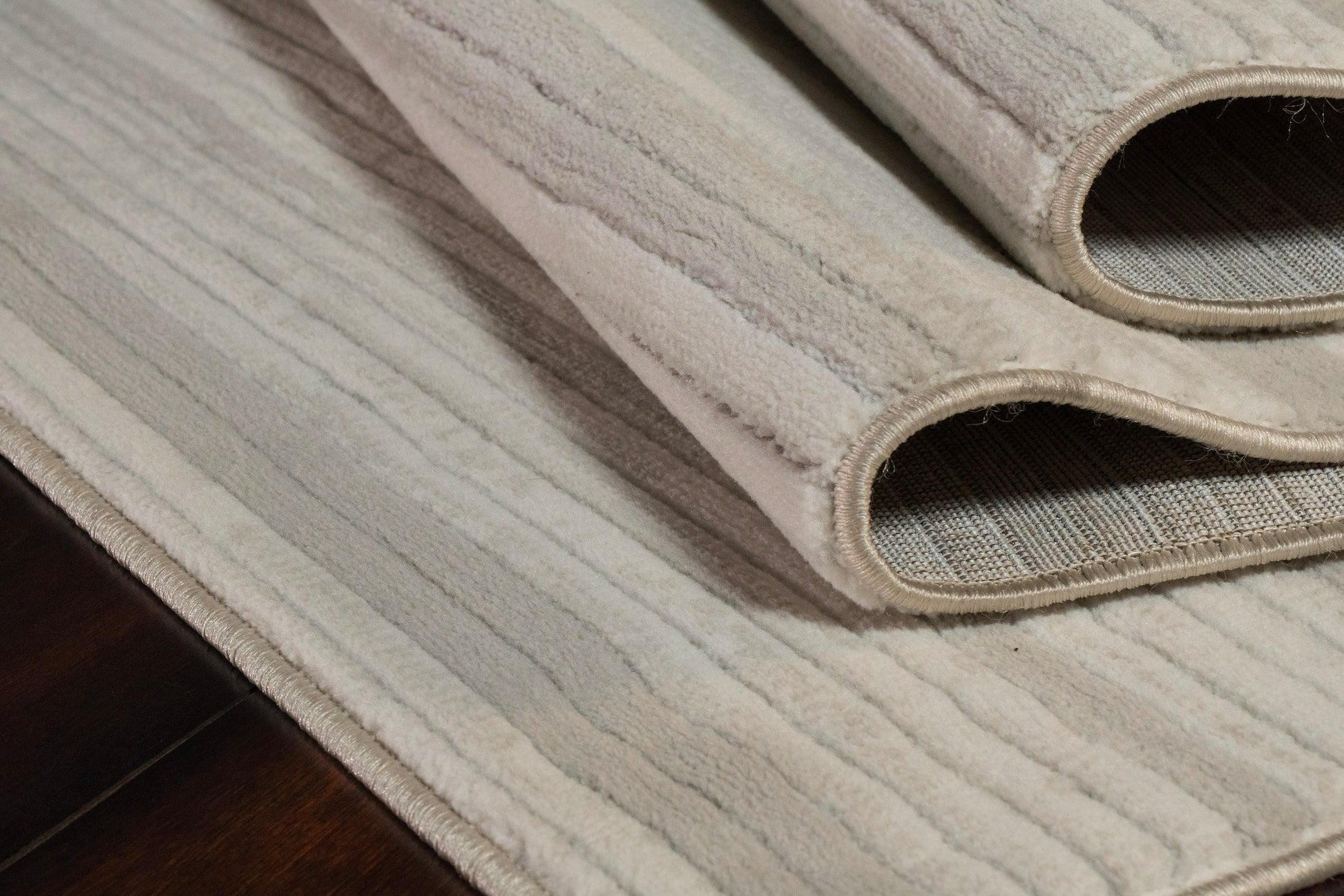 Boutique Modern Grey/Cream Striped Medium Pile Rug