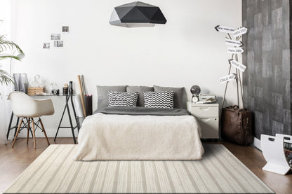 Boutique Modern Grey/Cream Striped Medium Pile Rug