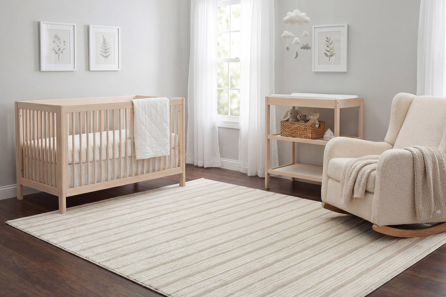 Boutique Modern Grey/Cream Striped Medium Pile Rug