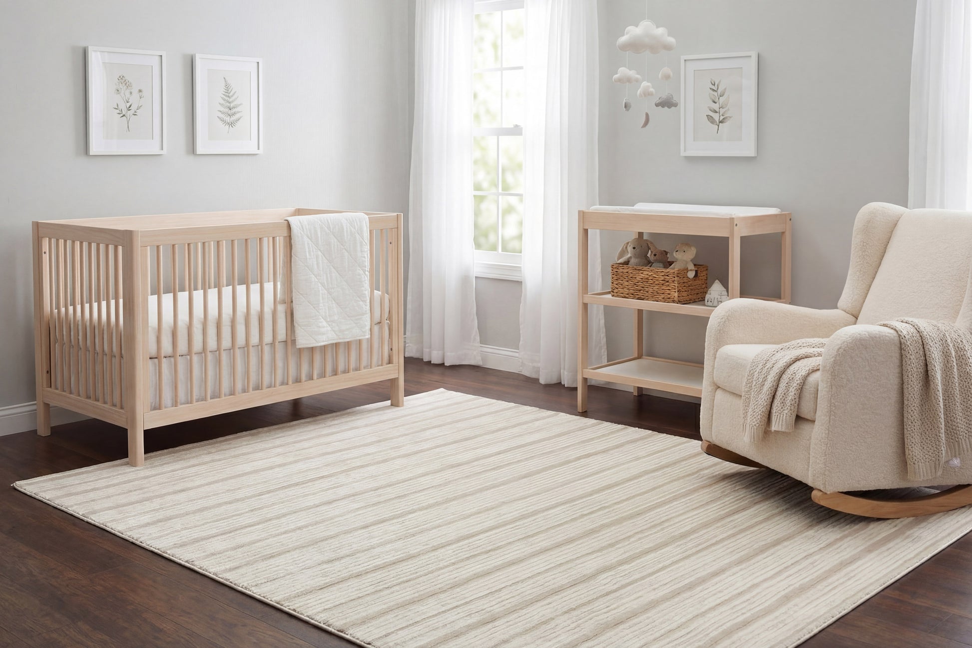 Boutique Modern Grey/Cream Striped Medium Pile Rug