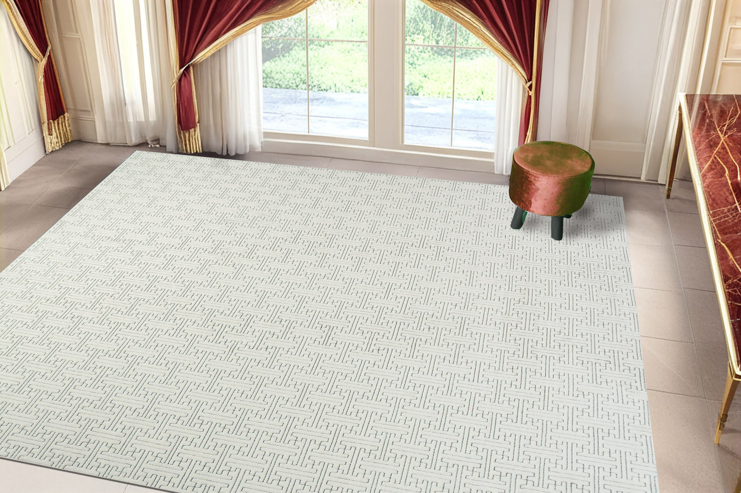 Boutique Modern Cream/Grey Geometric Medium Pile Rug