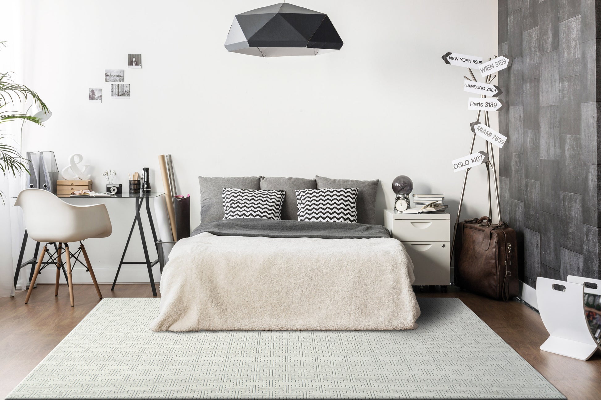 Boutique Modern Cream/Grey Geometric Medium Pile Rug