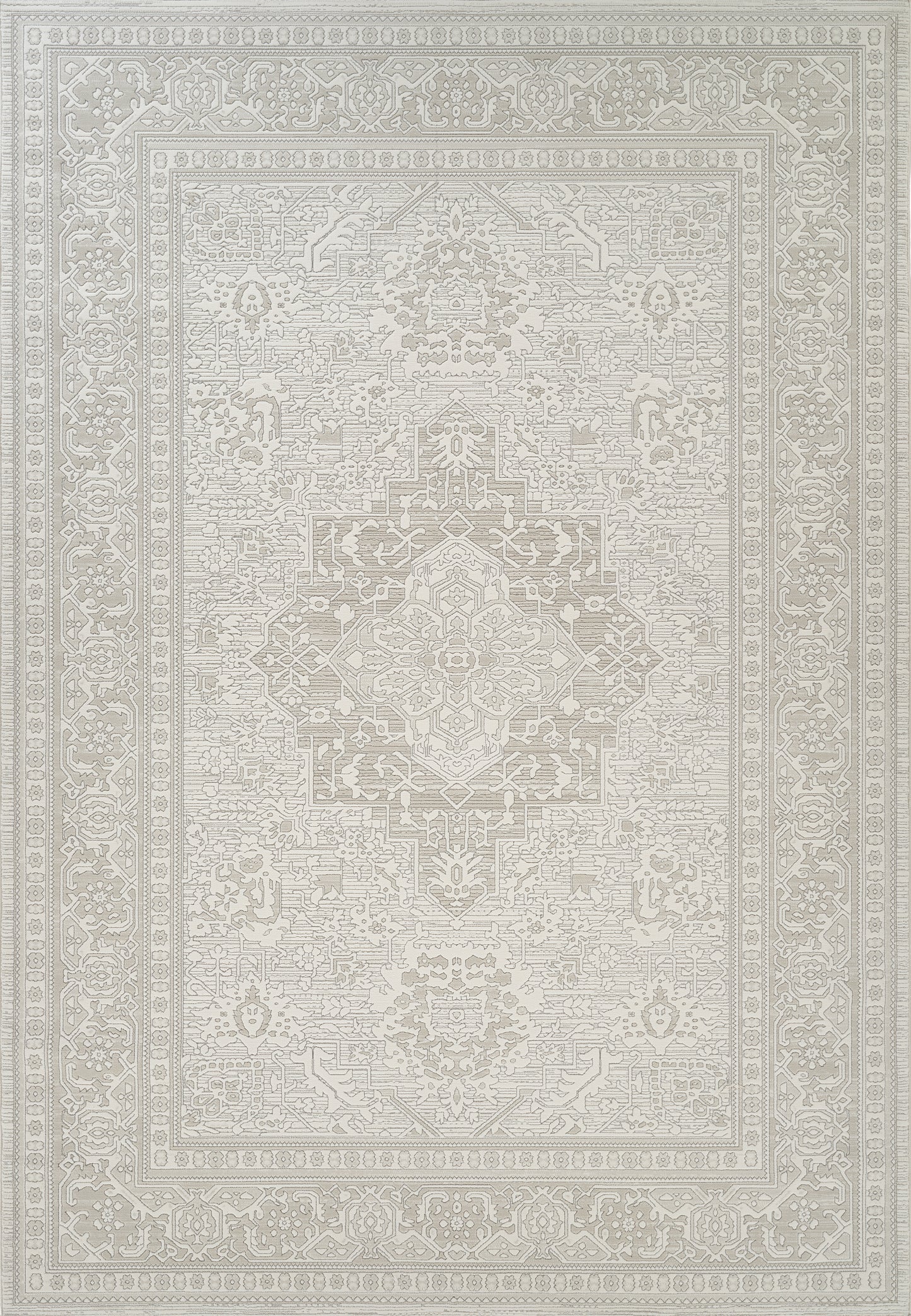 Boutique Traditional Grey/Cream Medallion Medium Pile Rug