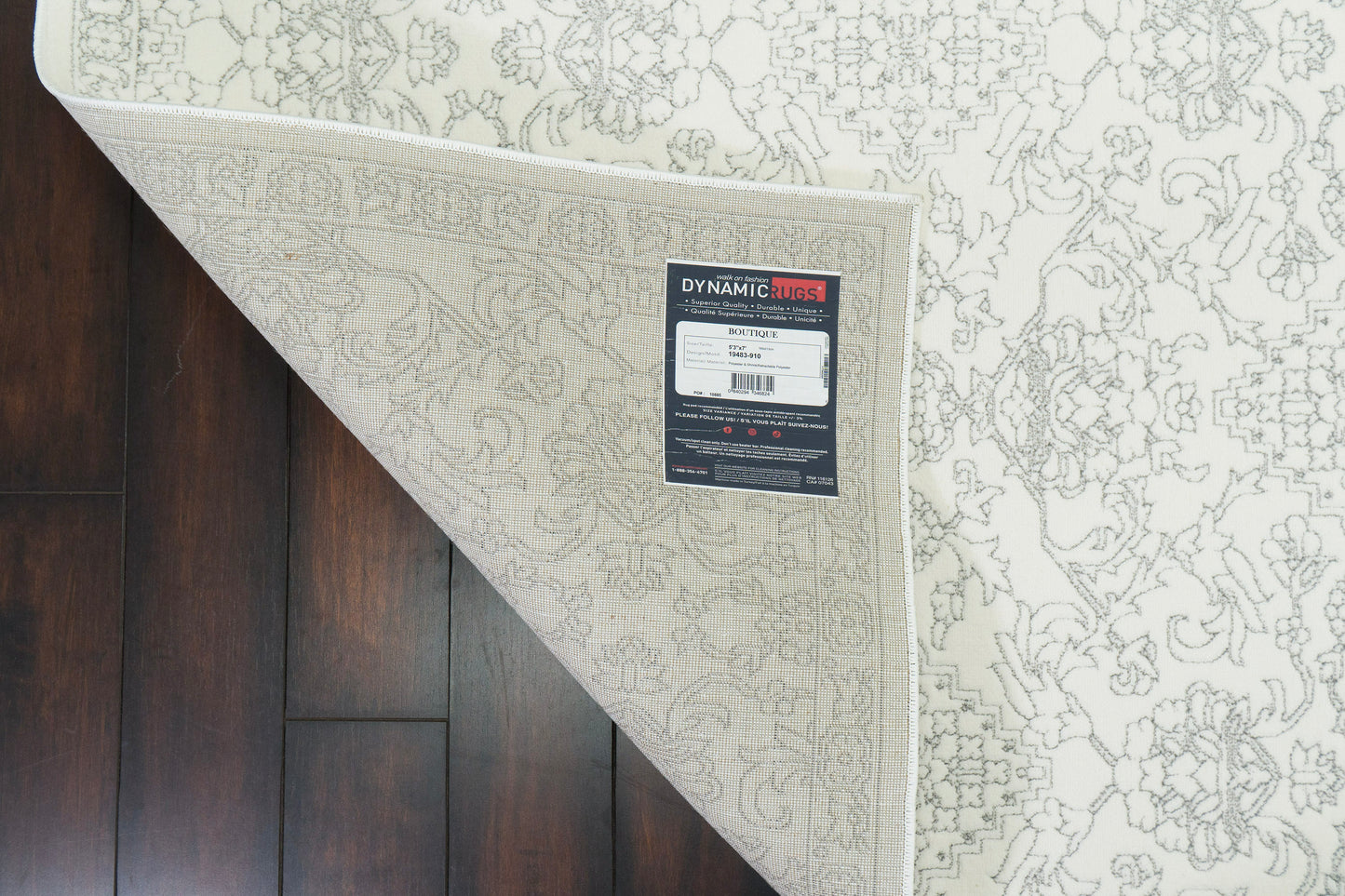 Boutique Traditional Grey/Cream Floral Medium Pile Rug