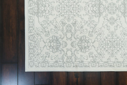Boutique Traditional Grey/Cream Floral Medium Pile Rug