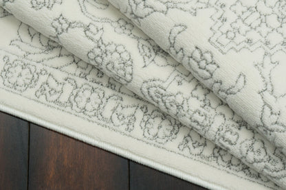 Boutique Traditional Grey/Cream Floral Medium Pile Rug
