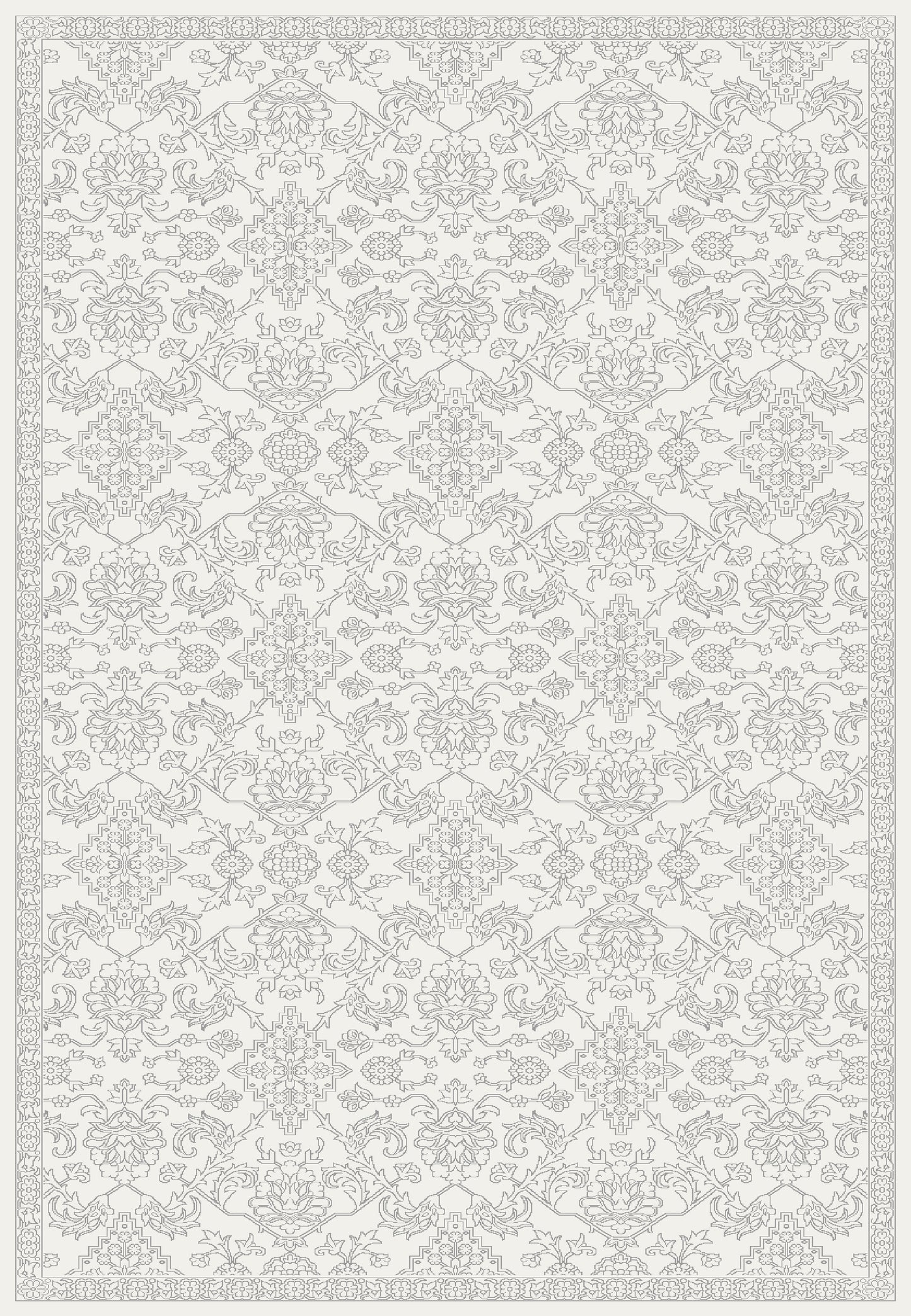 Boutique Traditional Grey/Cream Floral Medium Pile Rug
