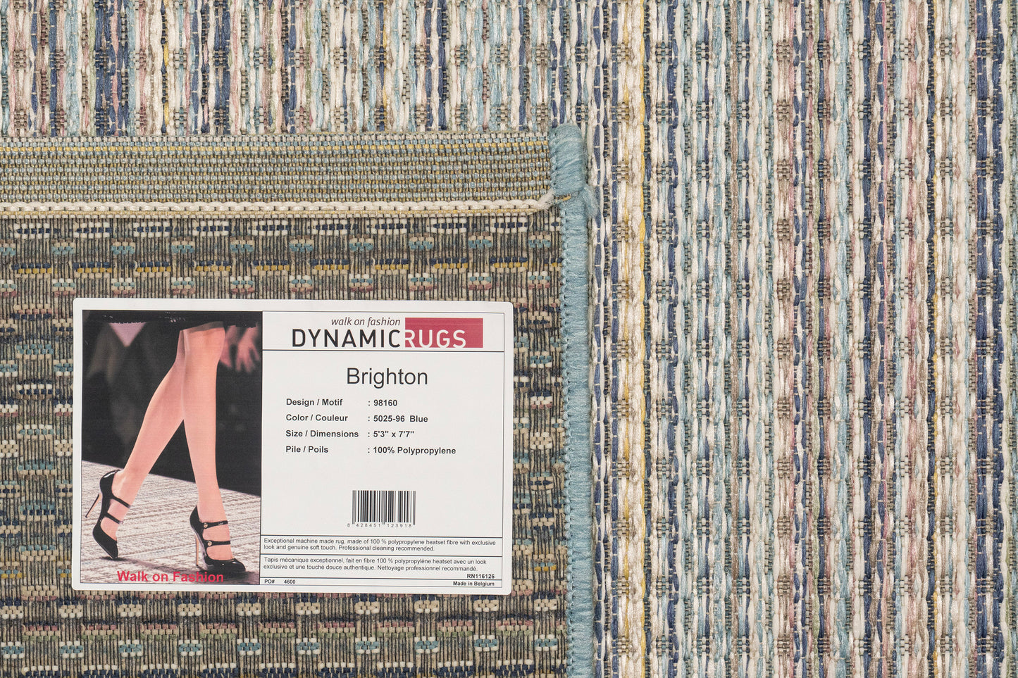 Brighton Contemporary Blue Modern No Pile Rug