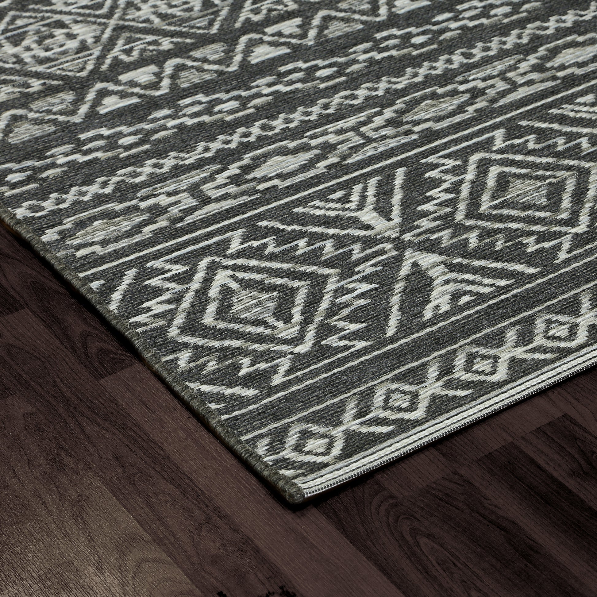 Brighton Contemporary Grey Modern No Pile Rug