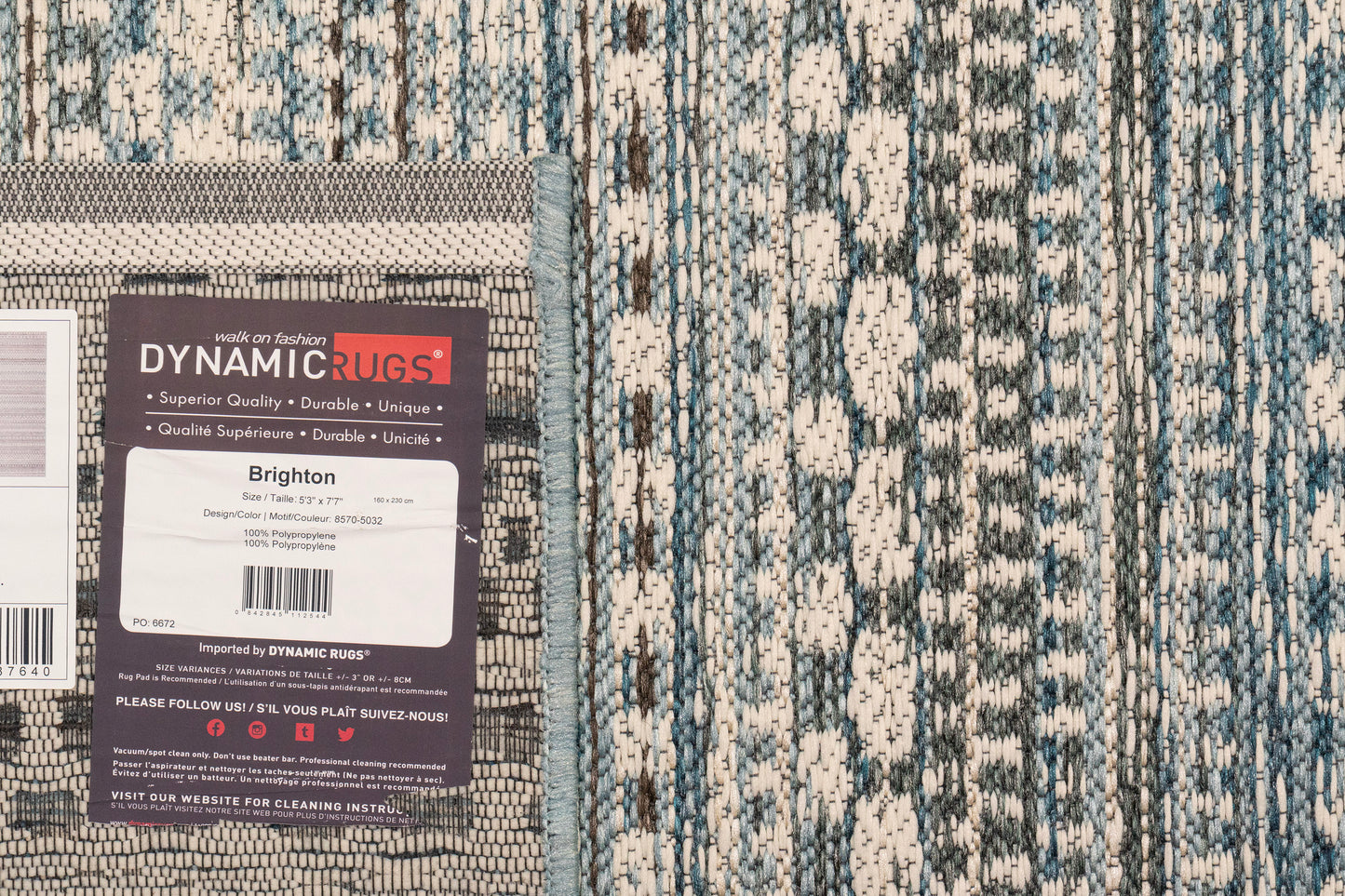 Brighton Contemporary Beige/Blue Modern No Pile Rug