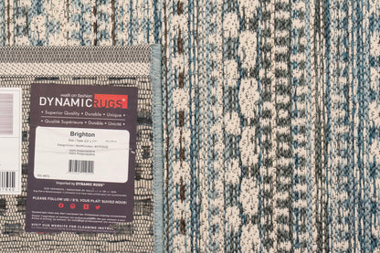Brighton Contemporary Beige/Blue Modern No Pile Rug