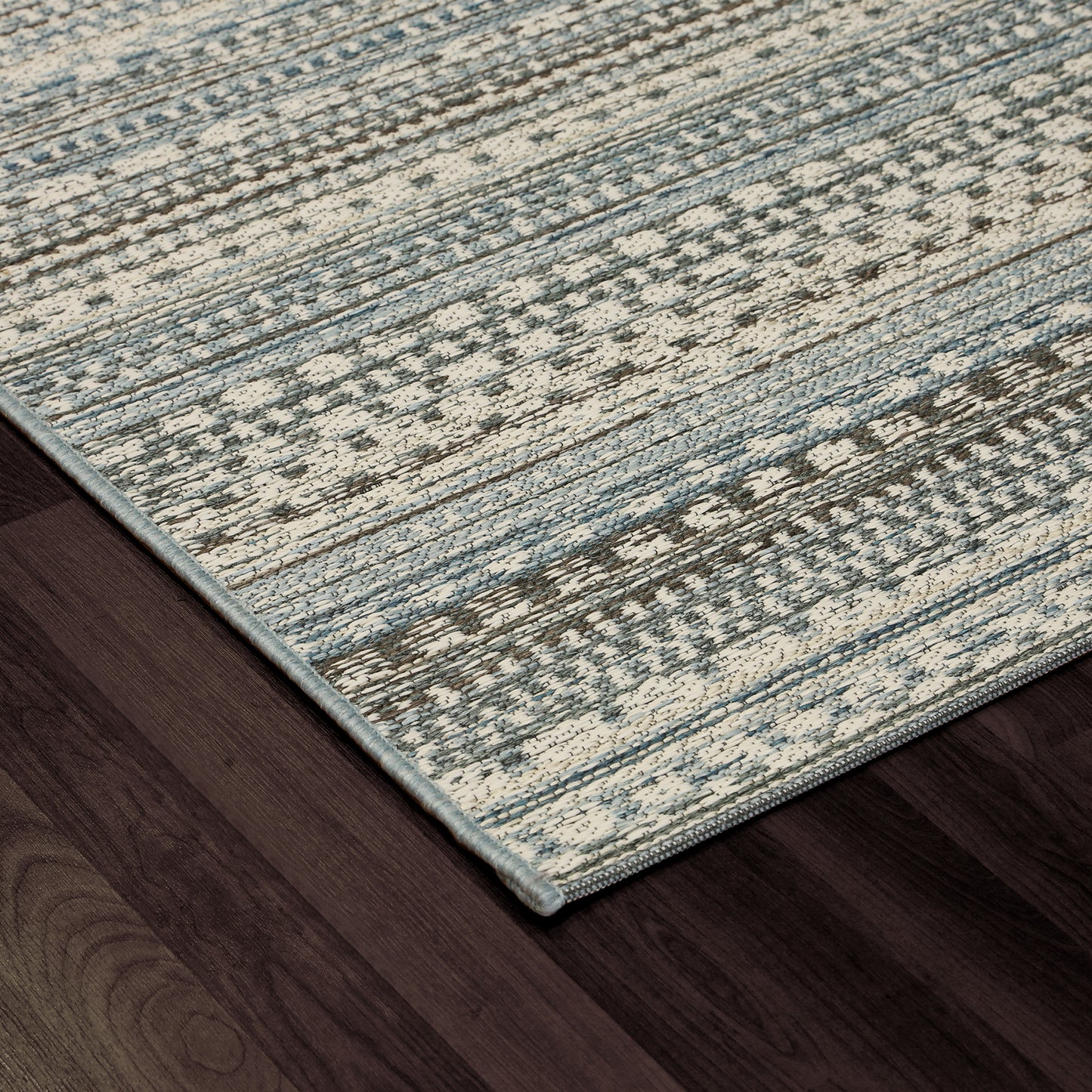 Brighton Contemporary Beige/Blue Modern No Pile Rug